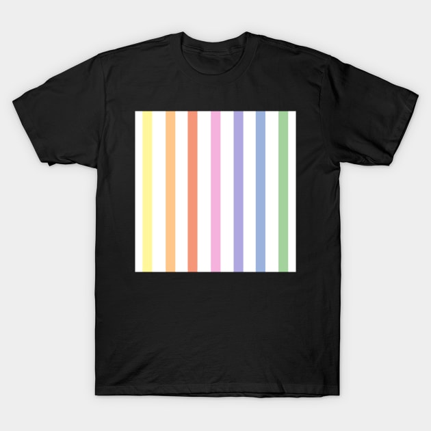 White and pastel rainbow stripes - vertical T-Shirt by bettyretro